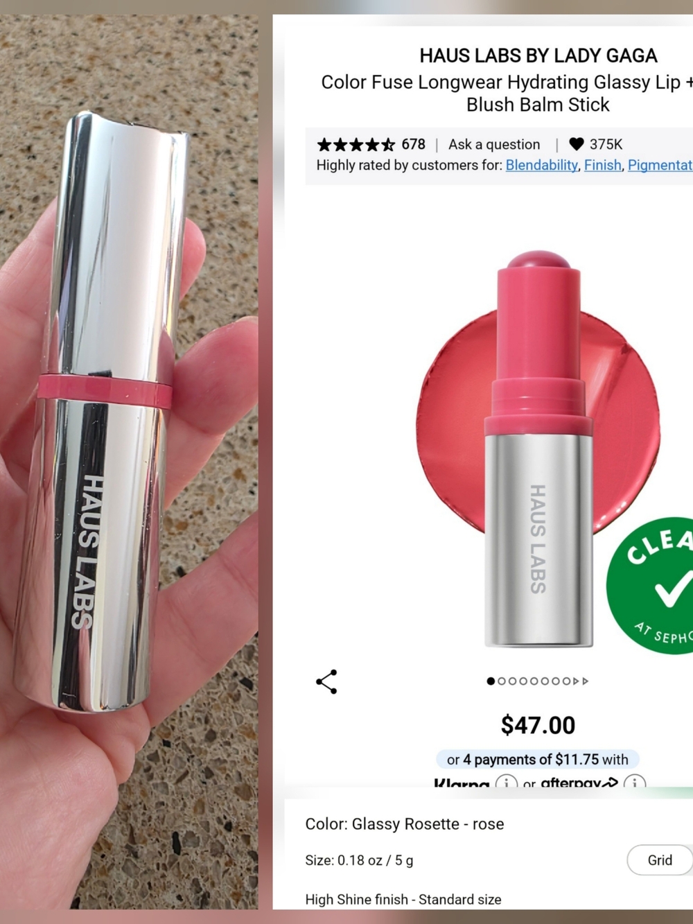 Haus Labs blush stick glassy rosette